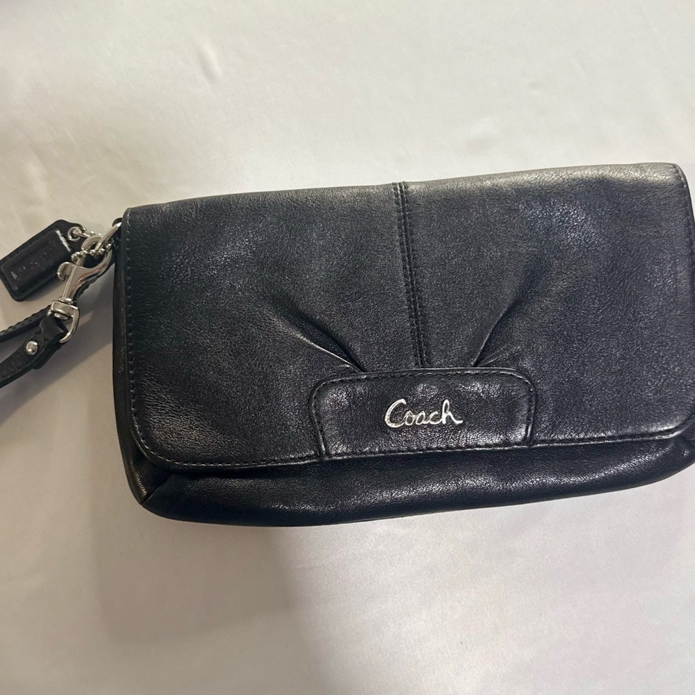 Coach Black Leather Wristlet
